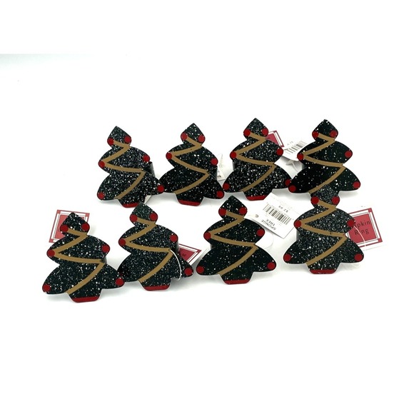 Dayton Hudson Other - Vtg Dayton Hudson Sponge Tree Metal Napkin Rings 8 Christmas Trees 1998 NOS
